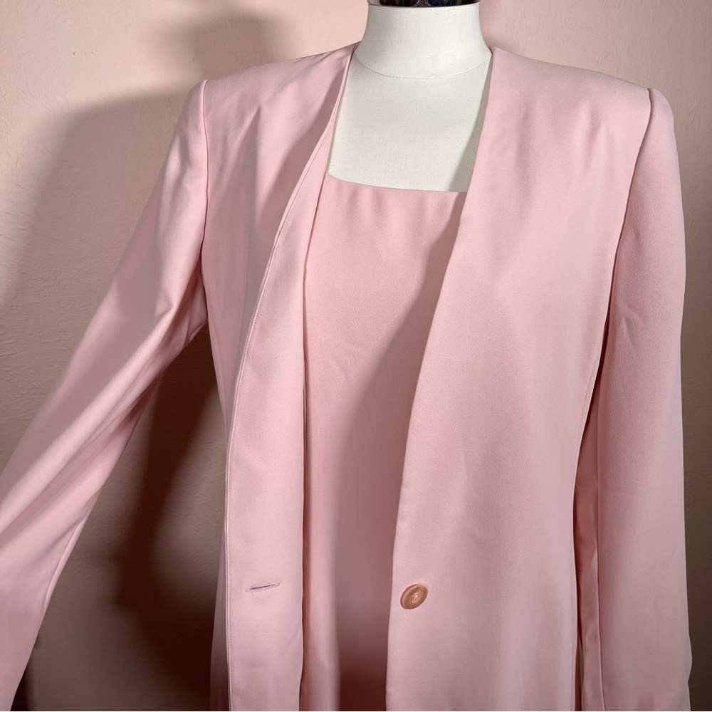 Vintage 1990 Liz Claiborne Pale Pink Sheath Dress Oversized Jacket Minimalist 8 - Picture 13 of 16